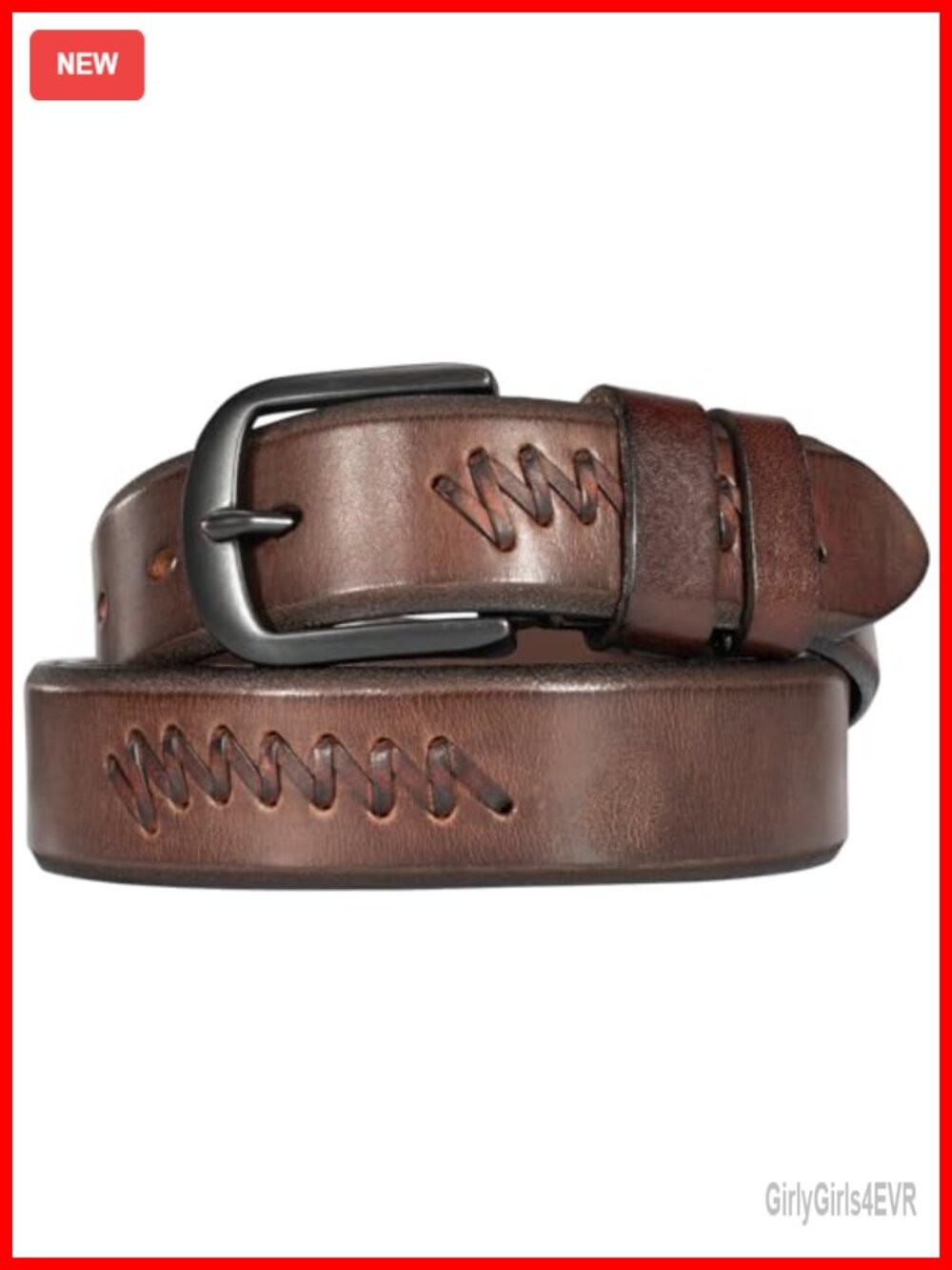 Women's Casual Leather Belt with Metal Buckle 1.3"
